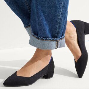 Rothy's Black Heels with Blue Trim